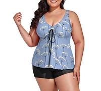 callmo Bikini Damen Bauchweg, Tankini Damen Zweiteilig Badeanzug Push Up Bademoden Bauchweg Tankini Set Drucken Oberteile Und Badeshorts Badeanzug Beachwear Zweiteiler Mode Tankinis