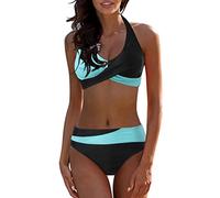 callmo Bikini Damen Set Mit Bügel Triumph Damen Dunkle Farbe Geteilter Badeanzug Push Up Bikini Set Neckholder Bikini Badeanzug Damen Bauchweg Mit Bügel Thong Damen Sport Tankini