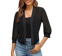 callmo Bolero Damen Bolerojacke Festlich Kurzarm Elegant Jacke Leicht Damen Bolero Chiffon Sommer Strickjacke Leichtes Kurzarm Cover Up Open Front Cardigan XXL