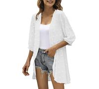 callmo Damen Cardigan Longtops Damen Lang, Vorne Offen Leichte Cardigan Shirtjacke Sommer Cover Up Strickmantel Strickjacke Dünne Baumwolle Große Größen Elegant Häkeljacke