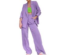 callmo Damen Elegant Business Anzug Set Hosenanzug Damen Elegant Business Anzug Set Hosenanzug Blazer Hose 2-teilig Anzug Karo Kariert Zweiteiler Slimfit Streetwear Festlich Sportlich Hosenanzug