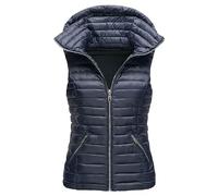 callmo Damen Kapuzenweste für den Übergangs Weste mit Kapuze Steppweste Jacke mit Reissverschluss Winter Einfarbige Taschen Casual Kapuzenjacke Weste Damen Kurz