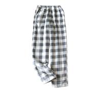 callmo Damen Pyjamahose,Schlafanzughose Lang,Winter Warm Coral Fleece Thick Plaid Warm Schlafanzug Flannel Home Pants Loose Lounge Freizeithose