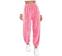 callmo Kuschelhose Damen Freizeithose Damen Fleece Haushose Kuschelig Fleecehose Teddy Plüsch Thermohose Weich Schlafhose Mit Bündchen Pyjamahose Flauschig Lounge Pants Baggy Nachtwäsche Hose