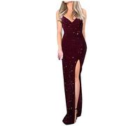 callmo Maxikleid Damen Abendkleider Elegant für Hochzeit Cocktailkleid Damen Sexy Abendkleid Lang Abend Glitzer Kleid Brautkleid Ballkleider Paillettenkleid