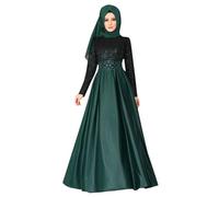 callmo Muslimische Kleider Damen, Muslimisches Ramadan Einteiliges Gebetskleid Rundhal Trompetenärmel Baggy Abaya Naher Osten Dubai Türkei Robe Gebet Slim Fit Maxi Kleid Islamischer Kaftan Kleid