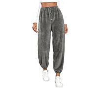 callmo PlüSch Pyjama Damen Freizeithose Damen Fleece Haushose Kuschelig Fleecehose Teddy Plüsch Thermohose Weich Schlafhose Mit Bündchen Pyjamahose Flauschig Lounge Pants Baggy Nachtwäsche Hose