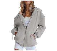 callmo Sweatjacke Damen Hoodie Baumwoll Zipper Sweatshirtjacke Pullover Damen Long Kapuzenpullover mit Kapuze Freizeit Sport Langarmshirt Reißverschluss Mantel Oversize Pullover