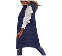 callmo Weste Damen Lang Ärmellose Steppweste Daunenweste Kapuzenweste Lange Winteroberbekleidung Reißverschluss Mantel Outdoor Pufferweste Winter Leichte Winterweste Lange Weste Damen Mit Kapuze
