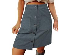 callmo Wollrock Damen Winter Rock Damen Cordrock Braun A Linie Schwarz Kbielang Minirock Cord Rock Hohe Taille Elegant Wollrock Kordkleid Wildleder Knopf Hosenrock Grün Midi Winter Winterrock