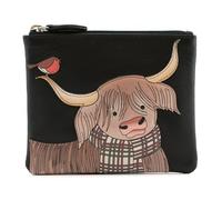 Callum Highland Cow & Robin RFID Leder Münz- und Kartengeldbörse Mala Leather, Schwarz , S, Zeitgenössisch