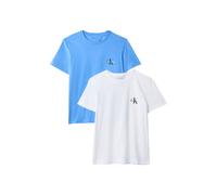 Calvin Klein Monologo Cn Damen-T-Shirt, 2er-Pack (Lv047c905g), Blau (Bright White/Marina), M