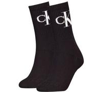 Calvin Klein 2P Women Monogram Crew Socks Schwarz Gr 39/42 Damen