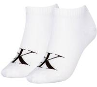 Calvin Klein 2P Women Monogram Sneaker Socks Weiß Gr 35/38 Damen