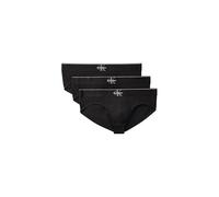 Slip "HIP BRIEF 3PK", Herren, Gr. XL (54), schwarz, schwarz, schwarz, Jersey, Obermaterial: 95% Baumwolle, 5% Elasthan, CALVIN KLEIN UNDERWEAR, unifarben, körpernah, Unterhosen Slip, Körpernahe Passfo