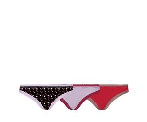 Calvin Klein 3er Pack Thong Ultra Thin String Twinkle Mauve Berry Rustic Red - Mehrfarbig / S
