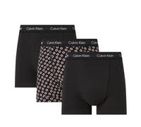 Calvin Klein 3er Pack Trunk Cotton Stretch Classic Fit Boxershorts Black Black Dreamy Star Print - Schwarz / S