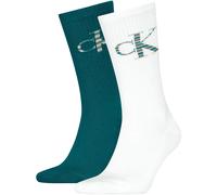 Socken CALVIN KLEIN JEANS "CKJ MEN SOCK 2P MONOGRAM", Jungen, Gr. 39-42, bunt (teal, weiß), Baumwollmischung, normal, Socken Socken, mit verstärkter Ferse, komfortable Frotteesohle (66108460-39) teal,