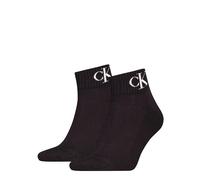 Kurzsocken CALVIN KLEIN JEANS "CKJ MEN QUARTER 2P MONOGRAM", Damen, Gr. 43-46, Sockengröße, schwarz, Baumwollmischung, normal, Socken, mit dezenter Logostickerei, komfortable Frotteesohle (85150247-43