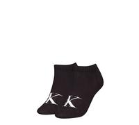 Sneakersocken CALVIN KLEIN JEANS "CKJ WOMEN SNEAKER 2P MONOGRAM", Damen, Gr. 39-42, schwarz, Obermaterial: 73% Baumwolle, 26% Polyester, 1% Elasthan, normal, Socken, Rippenbündchen, Logostickerei vorn