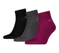 Kurzsocken CALVIN KLEIN "CK MEN QUARTER", Herren, Gr. 39-42, bunt (schwarz lila), Baumwollmischung, normal, Socken, Rippenbündchen, Cotton-Mix, elastisch (31676155-39) schwarz lila