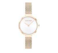 Calvin Klein Analog Quarzuhr für Damen Kollektion Minimalistic T BAR 28MM MESH mit Rotgoldfarbenes Edelstahl-Mesh-Gliederarmband - 25200083