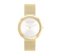 Calvin Klein Analog Quarzuhr für Damen Kollektion Twist mit Goldfarben Edelstahl-Mesh-Gliederarmband - 25200150