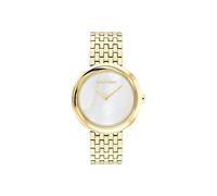 Calvin Klein Analog Quarzuhr für Damen Kollektion Twisted Bezel mit Gelbgoldfarbenes Edelstahlarmband - 25200321