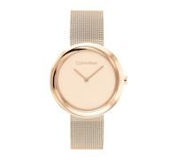 Calvin Klein Analog Quarzuhr für Damen Kollektion Twisted Bezel mit Rotgoldfarbenes Edelstahl-Mesh-Gliederarmband - 25200013
