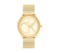Calvin Klein Analog Quarzuhr Für Männer und Frauen Kollektion Iconic MESH - 35MM mit Goldfarben Edelstahl-Mesh-Gliederarmband - 25200034