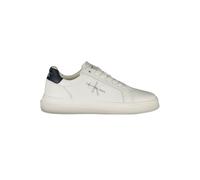 Plateausneaker CALVIN KLEIN JEANS "SEAMUS 20L", Herren, Gr. 44, blau (weiß, navy), Leder, sportlich, Schuhe, Freizeitschuh, Halbschuh, Schnürschuh mit Kontrastbesatz (10427528-44) weiß, navy