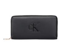 Geldbörse CALVIN KLEIN "RAISED CK LONG ZIP AROUND", schwarz, Lederimitat, unifarben, Basic, Kleinlederwaren, Damen Geldbeutel, Portemonnaie mit CK-Logo (81758245-0) schwarz