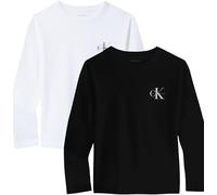 Calvin Klein Boy's 2P Chest Mono LS T-Shirt IB0IB02255 Other Tops, Schwarz (Ck Black/Bright White), 10 Jahre, Schwarz (Ck Black/Bright White), 10 Jahre