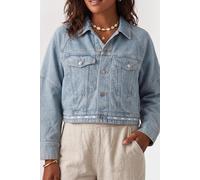 Calvin Klein Jeans Regular Fit Jeansjacke aus reiner Baumwolle mit Logo-Tape in Hellblau, Größe S