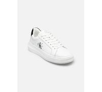 Plateausneaker CALVIN KLEIN JEANS "CHUNKY CUPSOLE MONO LTH WN", Damen, Gr. 41, schwarz-weiß (weiß, schwarz), Leder, unifarben mit Farbeinsatz, Schuhe Plateausneaker, Schnürschuh, Halbschuh, Freizeitsn