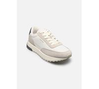 Sneaker CALVIN KLEIN "CITY RUNNER LACEUP NY MIX", Herren, Gr. 41, weiß, beige, grau, Leder, Textil, Veloursleder, kontrastfarbene Details, unifarben mit Farbeinsätzen, Basic, Schuhe Sneaker, Chunky Sn