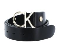 Calvin Klein CK Logo Adjustable Belt 3.5 W90 Black Leather / Light Gold Buckle - kürzbar