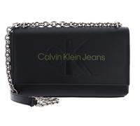 Calvin Klein Jeans Damen Umhängetasche Sculpted Flap Mittelgroß, Schwarz (Black/Dark Juniper), Einheitsgröße