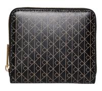 Calvin Klein Coated Emblem Square Zip Around Wallet Black AOP