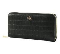 Calvin Klein Croc Embossed Monogram Hardware Zip Around Wallet Black