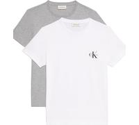 Calvin Klein Damen 2er Pack T-Shirts Kurzarm Logo Tee mit Rundhalsausschnitt, Mehrfarbig (Heroic Grey Heather/Brilliant WHI), XL