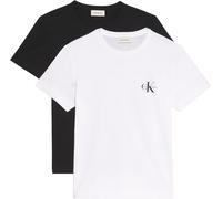 Calvin Klein Damen 2er Pack T-Shirts Kurzarm Logo Tee mit Rundhalsausschnitt, Mehrfarbig (Black/Brilliant White), XXS