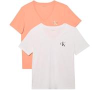 Kurzarmshirt CALVIN KLEIN JEANS "A- Logo VN 2 pack Tee", Damen, Gr. L (42), just peach, Single Jersey, Obermaterial: 100% Baumwolle, feminin, regular fit normal, V-Ausschnitt, Kurzarm eingesetzt abges