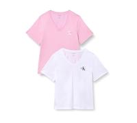 Calvin Klein Damen 2er Pack T-Shirts Kurzarm Logo Tee mit V-Ausschnitt, Rosa (Fairy Tale), S