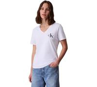 Calvin Klein Damen 2er Pack T-Shirts Kurzarm Logo Tee mit V-Ausschnitt, Weiß (Brilliant White), S