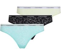 Calvin Klein Damen 3er Pack Brazilian Slips Low-Rise Unterwäsche, Mehrfarbig (Black/Highline Green/Beau Blue/), XS