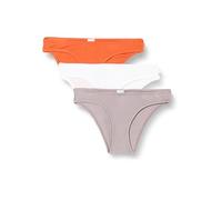 Calvin Klein Damen 3er Pack Slips Bikini Form Gerippt, Mehrfarbig (Orange Rust/Grey Sand/White), XS