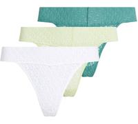 Calvin Klein Damen 3er Pack Slips Bikini Form Low Rise mit Spitze, Mehrfarbig (White/Highline Green/Lively Teal), M