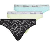 Calvin Klein Damen 3er Pack Slips Bikini Form Low-Rise Unterwäsche, Mehrfarbig (Black/Highline Green/Beau Blue), L