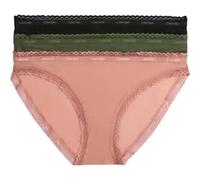 Calvin Klein Damen 3er Pack Slips Bikini Form Stretch, Mehrfarbig (Thyme/Ash Rose/ Black), XS